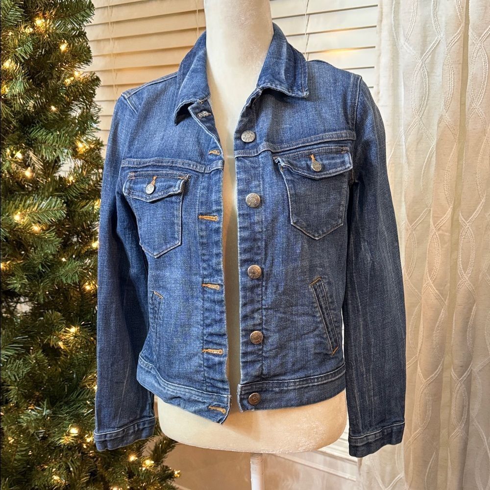 J.Crew Denim Jacket Classic Medium Wash Stretch Small - Picture 1 of 9